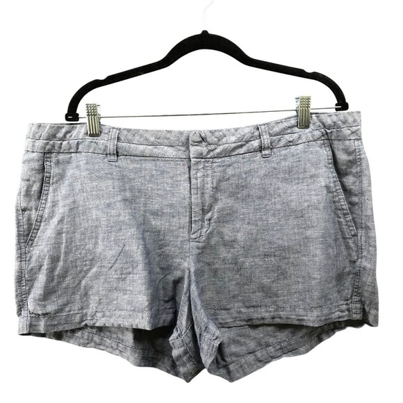 Gap City 3'' Short Womens 16 Linen Cotton Chambray Blue Flat Front - Picture 1 of 10